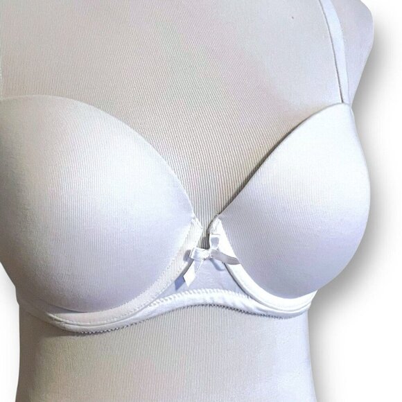 Ambrielle 34D Bra White Cotton Padded Push Up Demi Underwire T-shirt - Picture 3 of 10